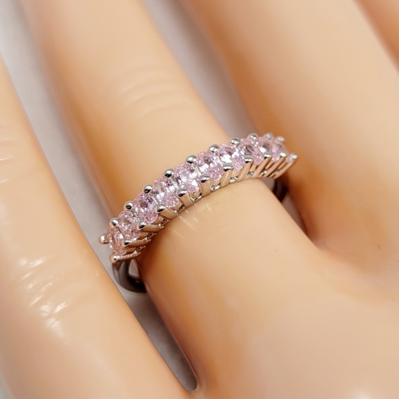 Sterling Silver Pink Stack Ring - Picture 2 of 13
